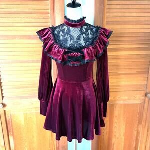 Dark In Love Gothic Victorian Vampire Little Claudia Blood Red Velvet Dress